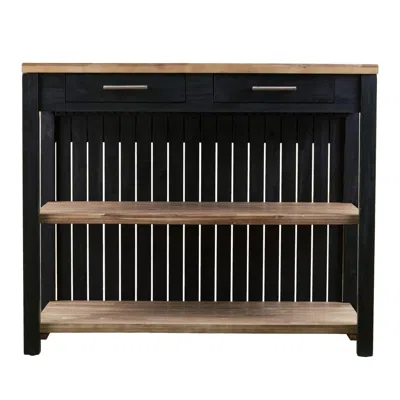 Hivvago Black And Natural 44" Kitchen Island With Storage