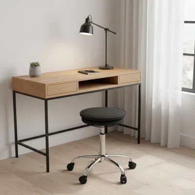 Hivvago Black And Silver Adjustable Height Swivel Rolling Office Chair