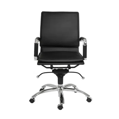 Hivvago Black And Silver Adjustable Swivel Faux Leather Rolling Conference Office Chair