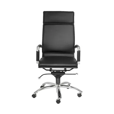 Hivvago Black And Silver Adjustable Swivel Faux Leather Rolling Executive Office Chair