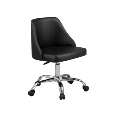 Hivvago Black And Silver Faux Leather Adjustable Height Swivel Rolling Office Chair