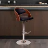 Hivvago Black And Silver Faux Leather And Chrome Low Back Adjustable Height Swivel Bar Chair In Brown
