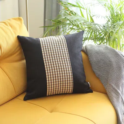 Hivvago Black And Tan Houndstooth Throw Pillow In Blue