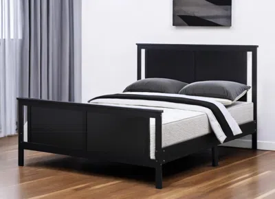 Hivvago Black And Walnut Reversible Solid Wood Full Bed Frame