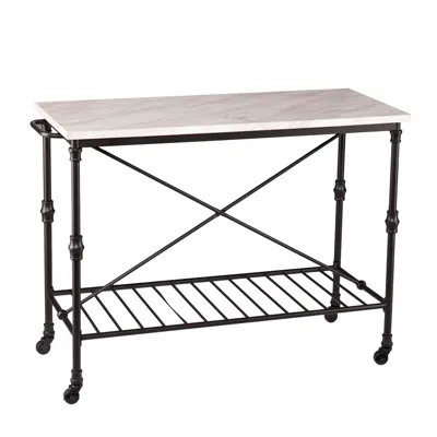 Hivvago Black And White 49" Rolling Kitchen Island With Storage