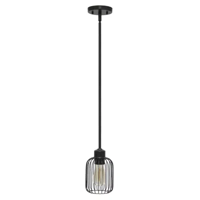 Hivvago Black Caged Iron Ceiling Light With Black Shades