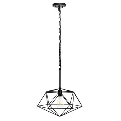 Hivvago Black Caged Iron Ceiling Light With Rose Gold Shades