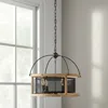 Hivvago Black Caged Three Light Metal Dimmable Chandelier In Black