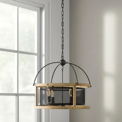 Hivvago Black Caged Three Light Metal Dimmable Chandelier