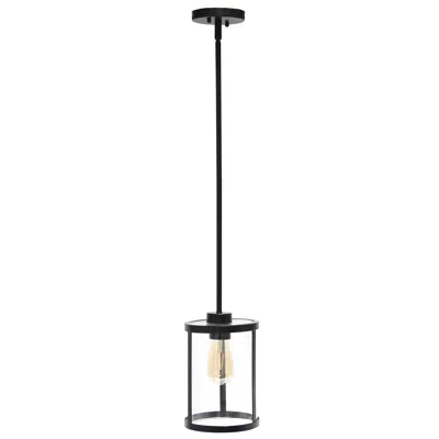 Hivvago Black Cylinder Iron Ceiling Light With Black Shades