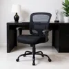 Hivvago Black Fabric Mesh And Steel Adjustable Swivel Rolling Executive Office Chair In Black