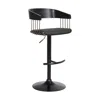 Hivvago Black Faux Leather And Metal Swivel Adjustable Height Bar Chair In Black