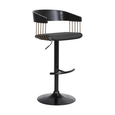 Hivvago Black Faux Leather And Metal Swivel Adjustable Height Bar Chair