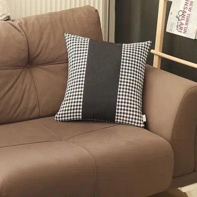 Hivvago Black Houndstooth Decorative Throw Pillow