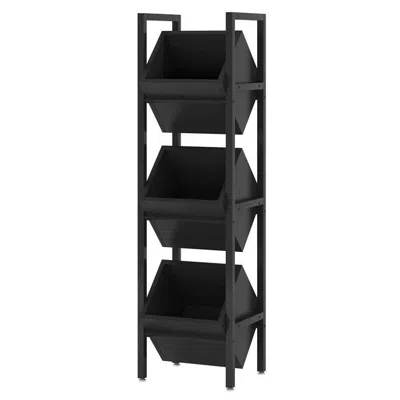 Hivvago Black Industrial Farmhouse 3 Bin 36 Bottle Wine Rack Storage Display Shelf