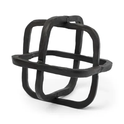 Hivvago Black Metal Cube Shaped Link Sculpture
