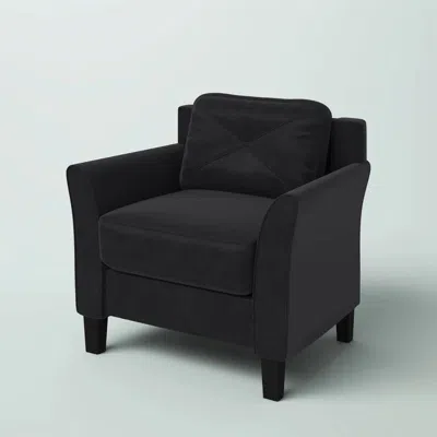 Hivvago Black Microfiber Upholstered Armchair Flared Arm Chair With Tufted Back Cushion
