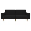 Hivvago Black Mid-century Modern Linen Upholstered Sofa Bed With Classic Wood Legs In Black