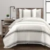 Hivvago Black Off-white Cream Stripe Reversible Cotton 3-piece Quilt Set In White