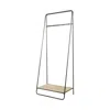 Hivvago Black Pipe Metal And Wood Shelf Hall Tree In Black