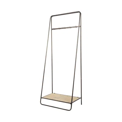 Hivvago Black Pipe Metal And Wood Shelf Hall Tree