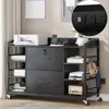 Hivvago Grey Printer Stand Bookcase Power Station Mobile Office File Cabinet In Black