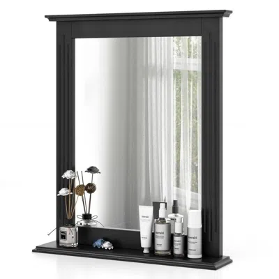 Hivvago Black Rectangular 27 X 22.5 Inch Wall-mounted Bathroom Mirror With Storage Shelf