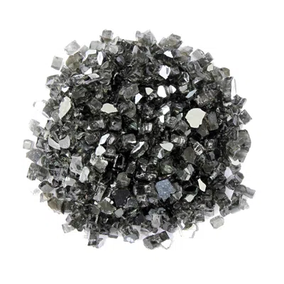 Hivvago Black Round Reflective Fire Pit Glass In Gray