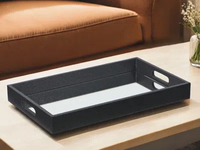 Hivvago Black Shagreen Tray With Beveled Mirror