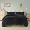 Hivvago Black Soft Sherpa Faux Fur 2-piece Comforter Set With Shams In Black