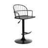 Hivvago Black Solid Wood And Iron Low Back Adjustable Height Bar Chair In Black