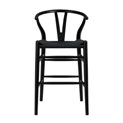 Hivvago Black Solid Wood Counter Height Bar Chair