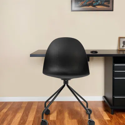 Hivvago Black Steel And Heavy Duty Plastic Swivel Rolling Conference Office Chair
