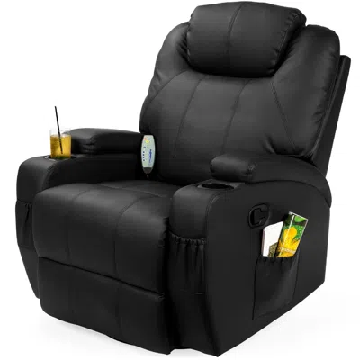 Hivvago Black Swivel Heat & Massage Recliner Chair 5 Modes Remote Control