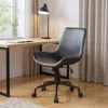 Hivvago Black Upholstered Faux Leather And Steel Adjustable Swivel Rolling Office Chair In Black