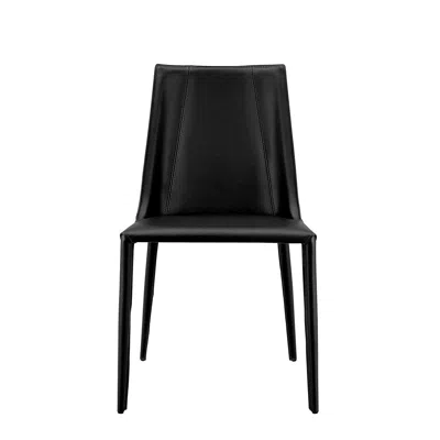 Hivvago Black Upholstered Leather Dining Side Chair