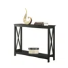 Hivvago Black Wood Console Sofa Table With Bottom Storage Shelf In Black