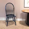 Hivvago Black Wood Windsor Back Dining Side Chair In Blue