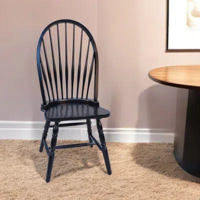 Hivvago Black Wood Windsor Back Dining Side Chair In Blue