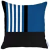 Hivvago Blue And Black Printed Geometric Throw Pillow In Black