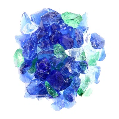 Hivvago Blue And Green Round Reflective Fire Pit Glass