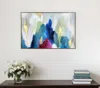 Hivvago Blue And Multi Mod Abstract Gold Floater Frame Wall Art In Multi