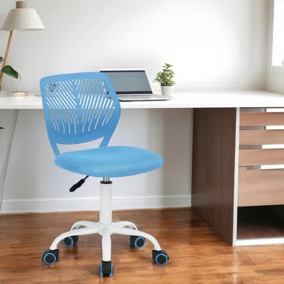 Hivvago Blue And White Adjustable Height Swivel Rolling Office Chair