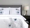 Hivvago Blue And White King 100% Cotton 200 Thread Count Washable Duvet Cover Set In White