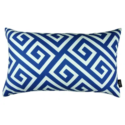 Hivvago Blue Greek Key Pattern Lumbar Throw Pillow
