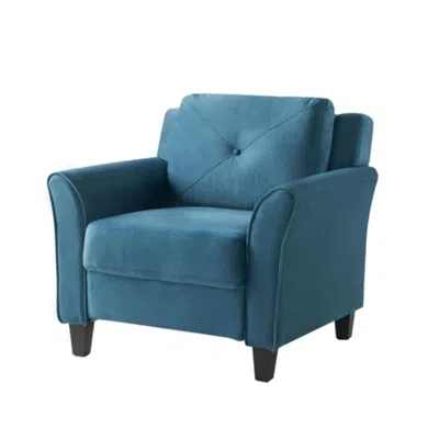 Hivvago Blue Microfiber Upholstered Armchair Flared Arm Chair With Tufted Back Cushion
