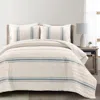 Hivvago Blue Off-white Cream Stripe 3 Piece Reversible Cotton Quilt Set In Neutral