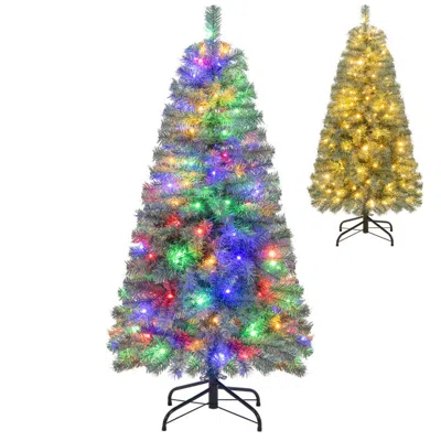 Hivvago Blue Pre-lit Artificial Christmas Tree - Slim Design With 9 Lighting Effects & Led Illumination -4.5 In Multi