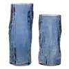 Hivvago Set Of Two Blue Wavy Glass Table Vase In Blue