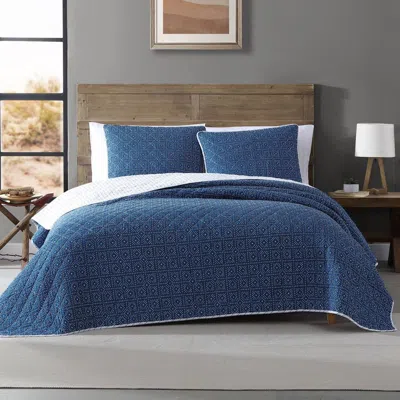 Hivvago Blue White Dots And Stripes 100-percent Cotton Reversible Quilt Set